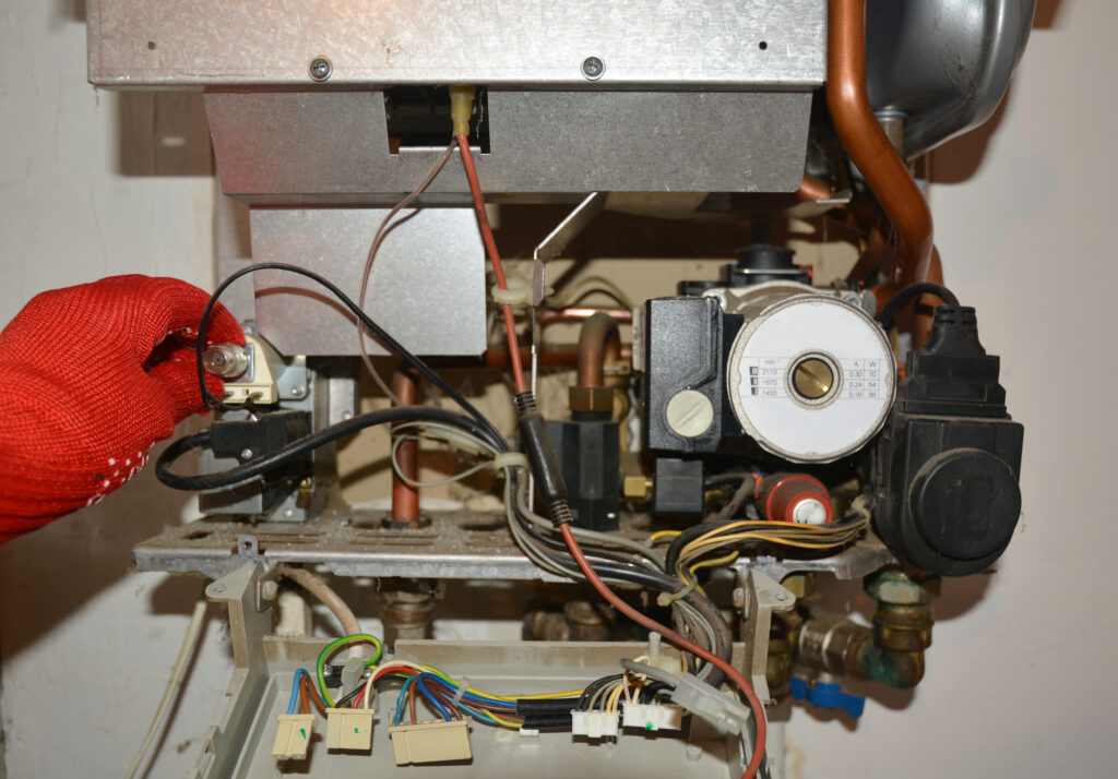 Repair of a gas boiler, setting up and servicing gas boiler.