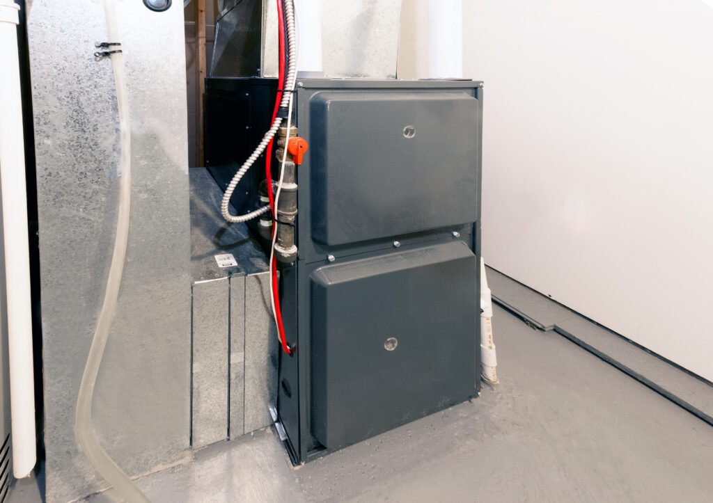 A highly energy-efficient electric furnace in a home's basement.